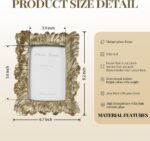 Cuspin Vintage 4x6 Picture Frame, Gold Frames Palm Leaves Textured Hand-Crafted ... - Image 5
