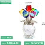 Crystal Colorful Rose Flower Collectible Figurine Glass Flowers with Vase Romant... - Image 3