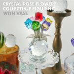 Crystal Colorful Rose Flower Collectible Figurine Glass Flowers with Vase Romant... - Image 4