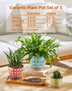 Metahom Ceramic Plant Pots, 3.8+4.9+5.8 Inch, Set of 3 Flower Pots with Drainage... - Image 3
