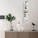 YEXEXINM 5 Tier Wall Shelf Unit - Narrow Smooth Laminate Finish - Vertical Colum... - Image 3