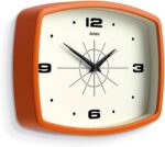 JONES CLOCKS® Movie wall Clock | Retro Rectangular Clock | 10 inch | Orange | Co... - Image 3