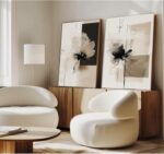 Modern Abstract Floral Wall Art Minimalist Neutral Canvas Painting Decor Beige C... - Image 5