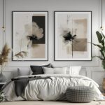 Modern Abstract Floral Wall Art Minimalist Neutral Canvas Painting Decor Beige C... - Image 6