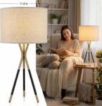 20.8" Modern Tripod Table Lamps Set of 2 Black and Gold Metal Table Lamps for Li... - Image 3