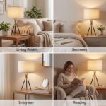 20.8" Modern Tripod Table Lamps Set of 2 Black and Gold Metal Table Lamps for Li... - Image 4