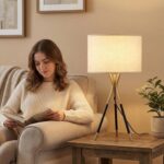 20.8" Modern Tripod Table Lamps Set of 2 Black and Gold Metal Table Lamps for Li... - Image 5