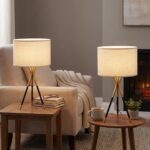 20.8" Modern Tripod Table Lamps Set of 2 Black and Gold Metal Table Lamps for Li... - Image 6