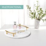 White Marble Tray with Gold Handles - Elegant Solid Marble - Chic Modern Elegant... - Image 3