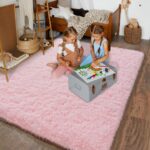 Dssimo Super Fluffy Throw Rugs for Bedroom, Modern Shag Pink Area Rug, Soft and ... - Image 6