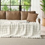 Lotus Karen Faux Fur Blanket - Cream White Twin Size, Big Bubble Rabbit Fluff, 6... - Image 3
