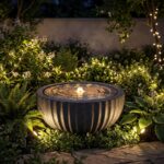 Giantex 18" Round Outdoor Water Fountain with 6 LED Lights, Stone Gray Resin Sph... - Image 4