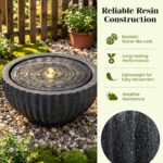 Giantex 18" Round Outdoor Water Fountain with 6 LED Lights, Stone Gray Resin Sph... - Image 5