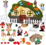 Suzile 50 Pcs Solar Fairy House Garden Accessories Light up Flocked Fairy House ... - Image 6