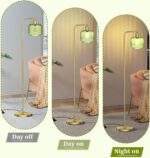 Glass Floor Lamp for Living Room, Modern Standing Lamp with Green Ribbed Glass L... - Image 3
