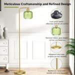 Glass Floor Lamp for Living Room, Modern Standing Lamp with Green Ribbed Glass L... - Image 4