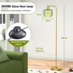 Glass Floor Lamp for Living Room, Modern Standing Lamp with Green Ribbed Glass L... - Image 5