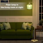 Glass Floor Lamp for Living Room, Modern Standing Lamp with Green Ribbed Glass L... - Image 6