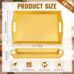 10 Pack Gold Plastic Serving Trays with Handles 15x9.8 Large Reusable Portable R... - Image 3