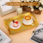 10 Pack Gold Plastic Serving Trays with Handles 15x9.8 Large Reusable Portable R... - Image 5