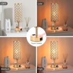 Hong-in Gold Lamps Set of 2, Dimmable Gold Lamps for Nightstand with USB-C+A & A... - Image 3