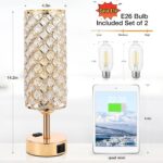 Hong-in Gold Lamps Set of 2, Dimmable Gold Lamps for Nightstand with USB-C+A & A... - Image 4