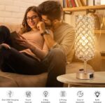 Hong-in Gold Lamps Set of 2, Dimmable Gold Lamps for Nightstand with USB-C+A & A... - Image 5