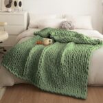 ATMOSURELY Ultra Soft Sage Green Chunky Knit Throw Blanket Cozy Fluffy Chenille ... - Image 3