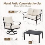 NATURAL EXPRESSIONS 4 Piece Patio Furniture Set, Vintage Metal Outdoor Conversat... - Image 3