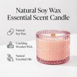 Hidden Label Sandalwood Rose Scented Candle with Crackling Wood Wick, 7.4oz Pink... - Image 4
