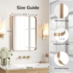 USHOWER Gold Bathroom Mirror 30"x40", Brushed Gold Rectangle Mirror for Over Sin... - Image 3