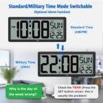 WallarGe 14.5'' Large Digital Wall Clock Battery Operated with Jumbo Numbers, Te... - Image 5