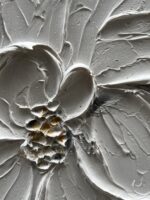 Hand-Painted White Flower Texture Art - 40x28 inches Modern Abstract Home Wall D... - Image 3