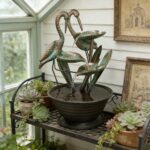 YEAHOME Tabletop Water Fountain with Standing Metal Crane for Home Decor, 3-Tier... - Image 5