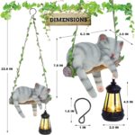 Solar Lighted Garden Outdoor Statue, 22.6" H Hanging Swing Lying with A Sleeping... - Image 3