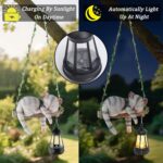 Solar Lighted Garden Outdoor Statue, 22.6" H Hanging Swing Lying with A Sleeping... - Image 4