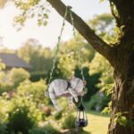 Solar Lighted Garden Outdoor Statue, 22.6" H Hanging Swing Lying with A Sleeping... - Image 8