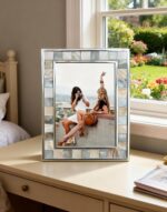 GIFTME 5 Silver Plate Picture Frame 4x6 Mother of Pearl 4 by 6 Photo Frame Mosai... - Image 3