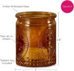 Kate Aspen Vintage Amber Glass Tea Light Candle Holders Set of 4 - Votive Holder... - Image 5