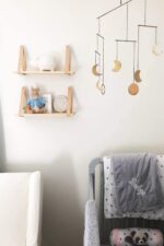 Mkono Hanging Shelf Wall Wood Floating Storage Shelves Leather Strap Swing Organ... - Image 3