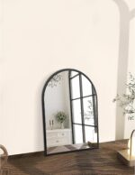 Black Arched Wall Mirror Aluminum Alloy Frame Bathroom Mirror Brushed Metal Vani... - Image 5