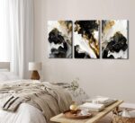 3Pcs Abstract Marble Canvas Wall Art Picture Black White Gold Texture Poster Pri... - Image 8