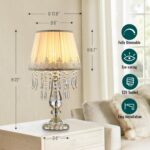 Siljoy Crystal Table Lamp Set of 2, Dimmable Bedside Lamp with Fabric Shades, Fa... - Image 6