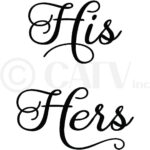 His and Hers vinyl lettering wall decal stickers (Black, 6"H x 9"L, 6"H x 11"L) - Image 3