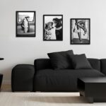 Black and White Fashion Wall Art Set of 3, Framed Canvas Prints with Solid Wood ... - Image 4