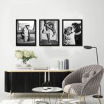 Black and White Fashion Wall Art Set of 3, Framed Canvas Prints with Solid Wood ... - Image 6