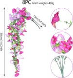 8PCS Artificial Morning Glory Vine - Hanging UV Resistant Plastic Flowers for Ho... - Image 3
