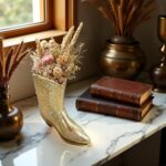 Gold Cowboy Boot Figurine, Western Boot Sculpture Resin, Luxury Country Decor, V... - Image 5