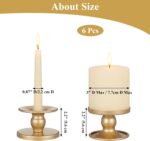 Gold Candle Holders Set of 6, Reversible Pillar Candle Holder and Taper Candles ... - Image 3