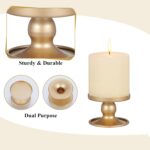 Gold Candle Holders Set of 6, Reversible Pillar Candle Holder and Taper Candles ... - Image 4